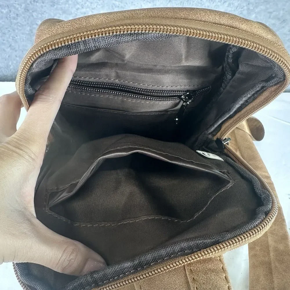 FADEON Leather Backpack Purse Brown Suede‎ Ladies Shoulder One Strap Small Boho